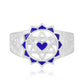 Twin Heart Meditation Ring 92.5 Sterling Silver (Blue)