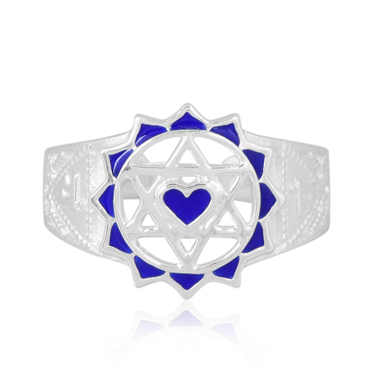 Twin Heart Meditation Ring 92.5 Sterling Silver (Blue)