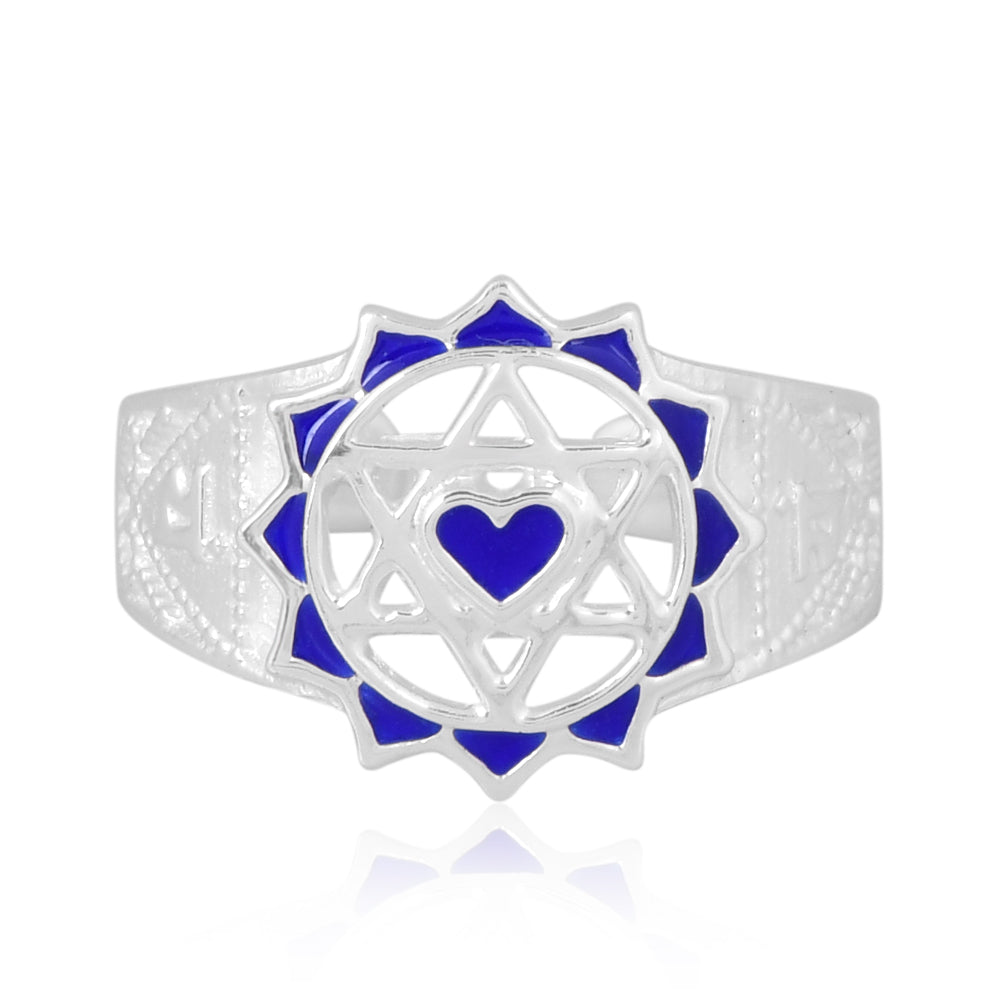 Twin Heart Meditation Ring 92.5 Sterling Silver (Blue)