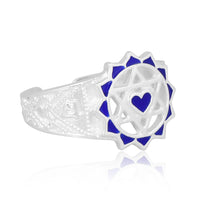 Twin Heart Meditation Ring 92.5 Sterling Silver (Blue)