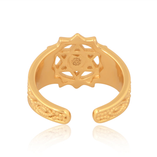 Twin Heart Meditation Ring 18kt Gold Micron (Red Enamelling)