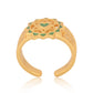 Twin Heart Meditation Ring 18kt Gold Micron (Green Enamelling)