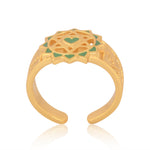 Twin Heart Meditation Ring 18kt Gold Micron (Green Enamelling)