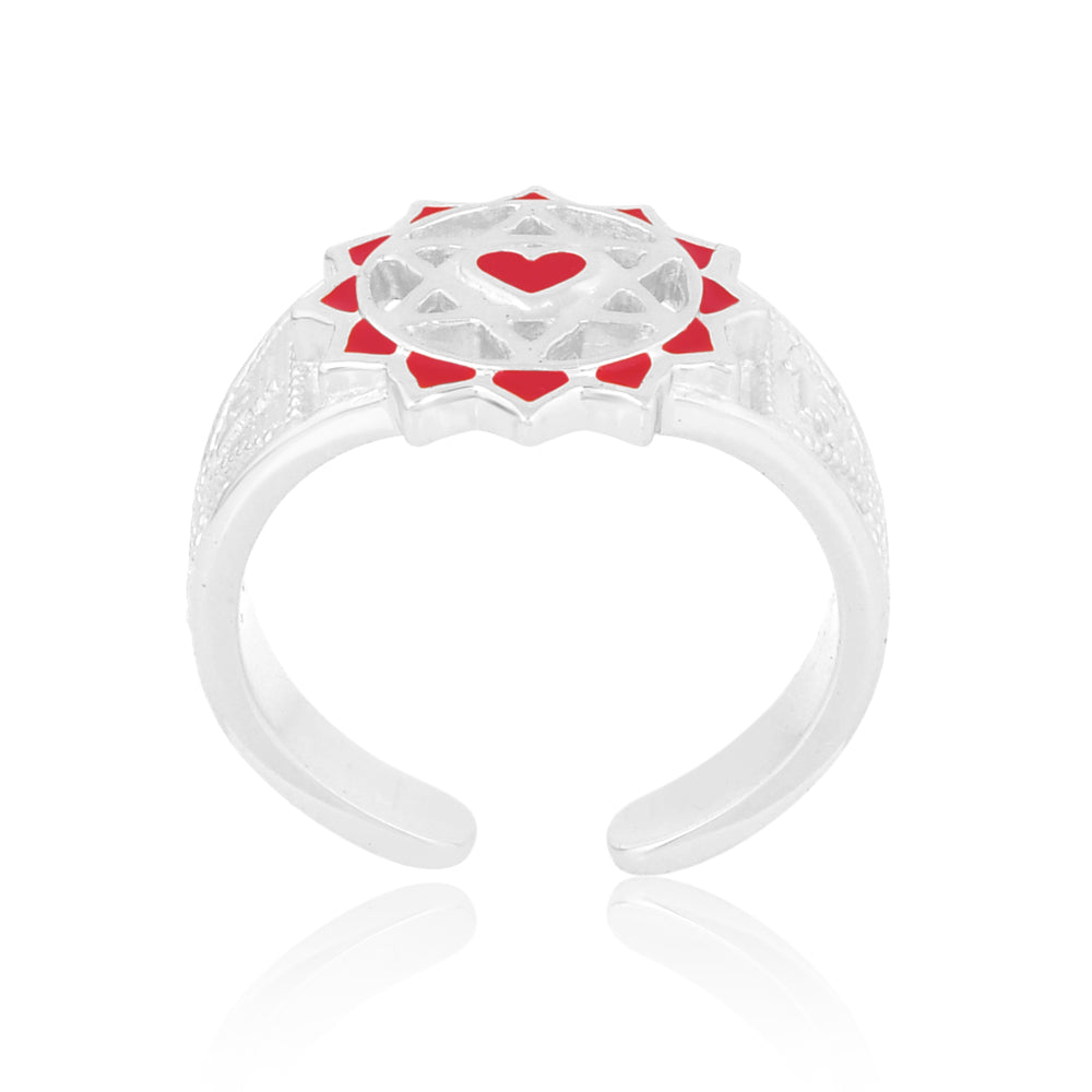 Twin Heart Meditation Ring 92.5 Sterling Silver (Red)