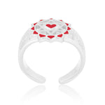 Twin Heart Meditation Ring 92.5 Sterling Silver (Red)