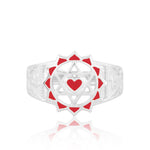 Twin Heart Meditation Ring 92.5 Sterling Silver (Red)