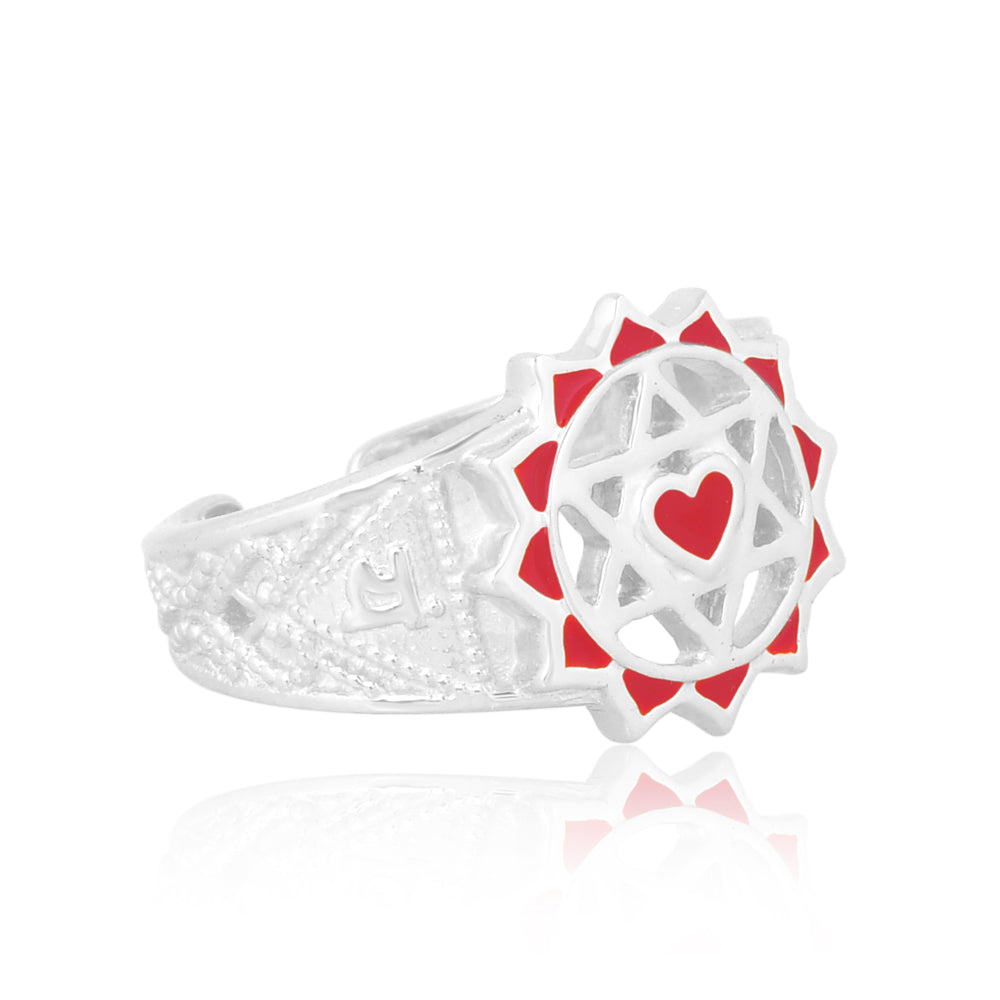 Twin Heart Meditation Ring 92.5 Sterling Silver (Red)