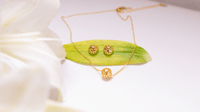 Twin Heart Chakra Set - Silver with Gold Plating (Pendant + Earrings)