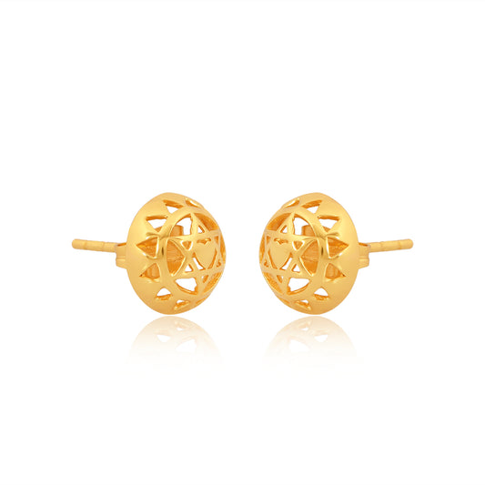 Twin Heart Chakra Stud Earrings Silver with Gold Plating