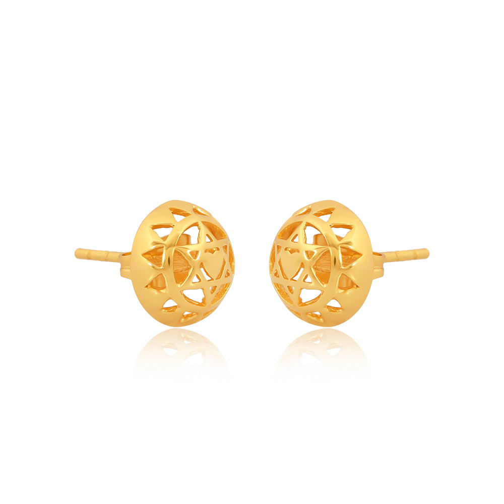 Twin Heart Chakra Stud Earrings  Brass with Gold Plating