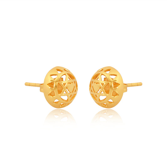 Twin Heart Chakra Stud Earrings  Silver with Gold Plating