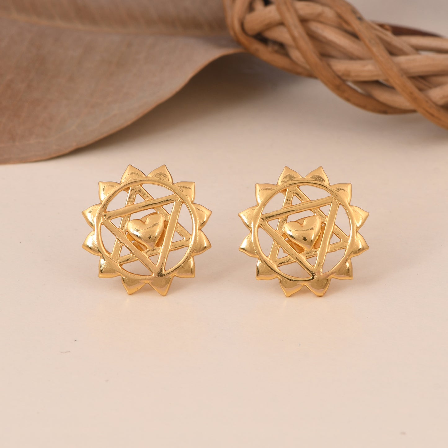 Golden Twin Heart Earrings