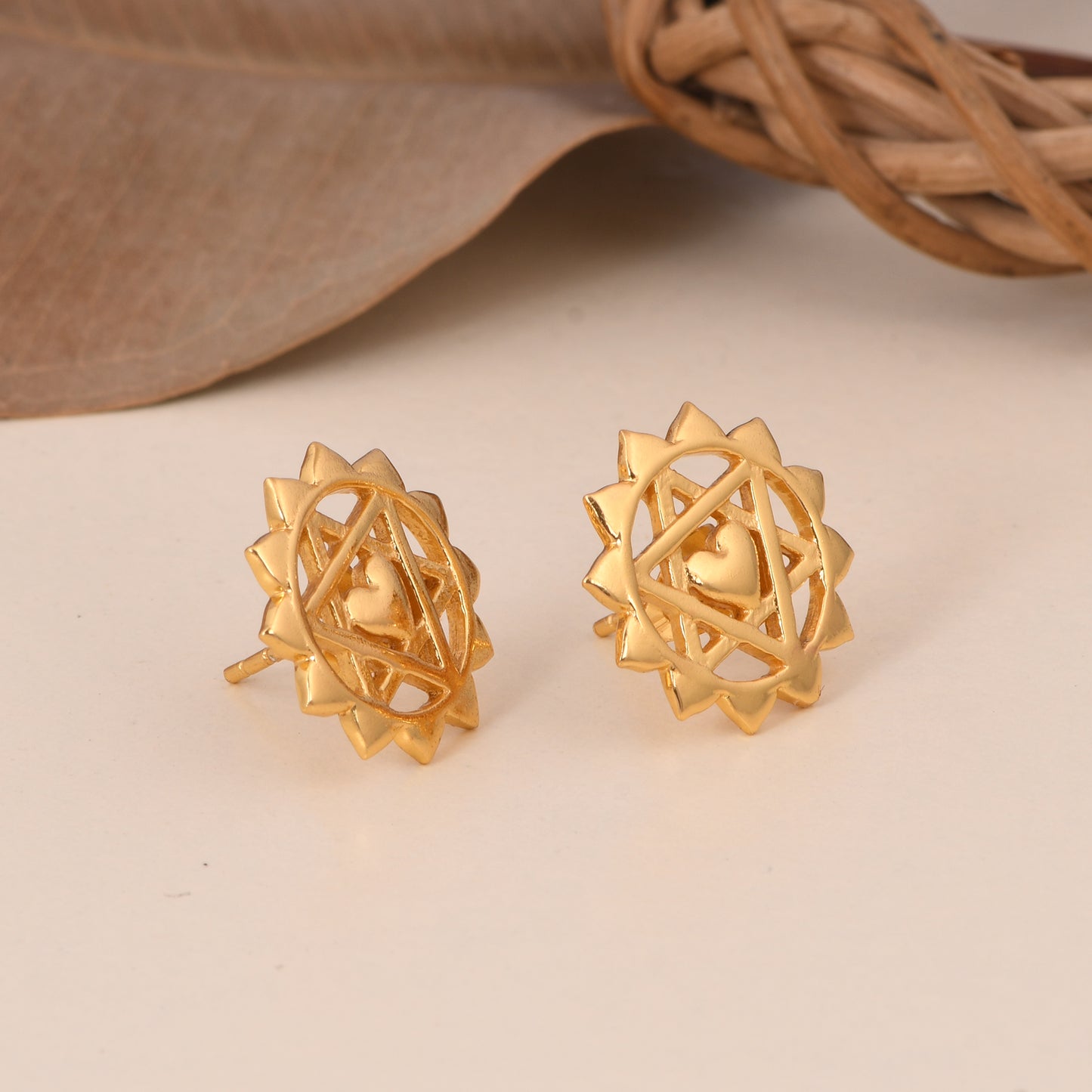 Golden Twin Heart Earrings