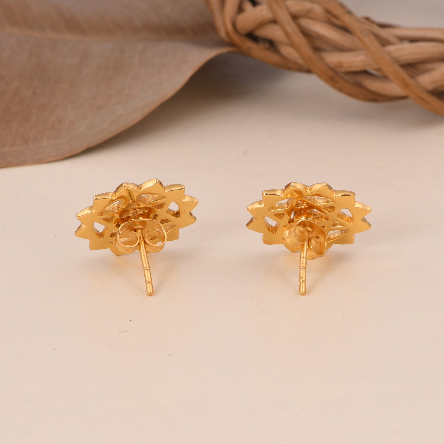 Golden Twin Heart Earrings