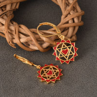 Twin Hearts Chakra Earrings with Red Enamelling