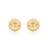 Twin Heart Chakra Stud Earrings 14k Gold and Diamond