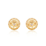 Twin Heart Chakra Stud Earrings 14k Gold and Diamond