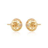 Twin Heart Chakra Stud Earrings 14k Gold and Diamond