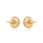 Twin Heart Chakra Stud Earrings 14k Gold and Diamond