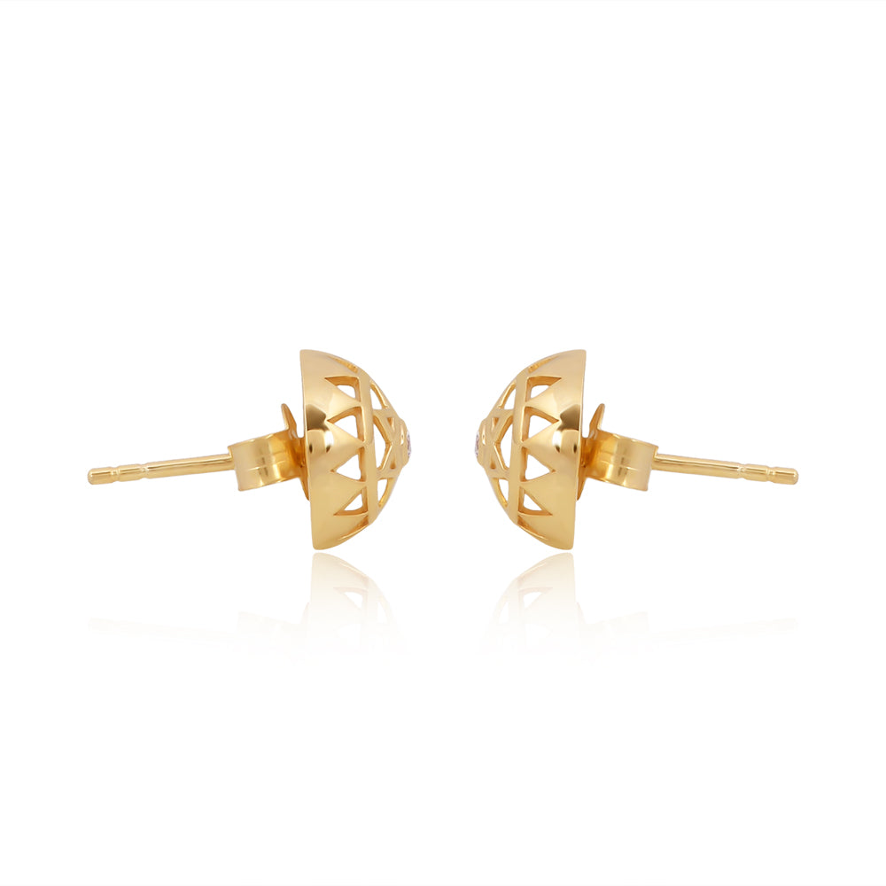 Twin Heart Chakra Stud Earrings  14k Gold and Diamond