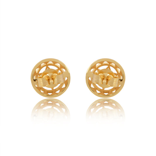 Twin Heart Chakra Stud Earrings 14k Gold and Diamond