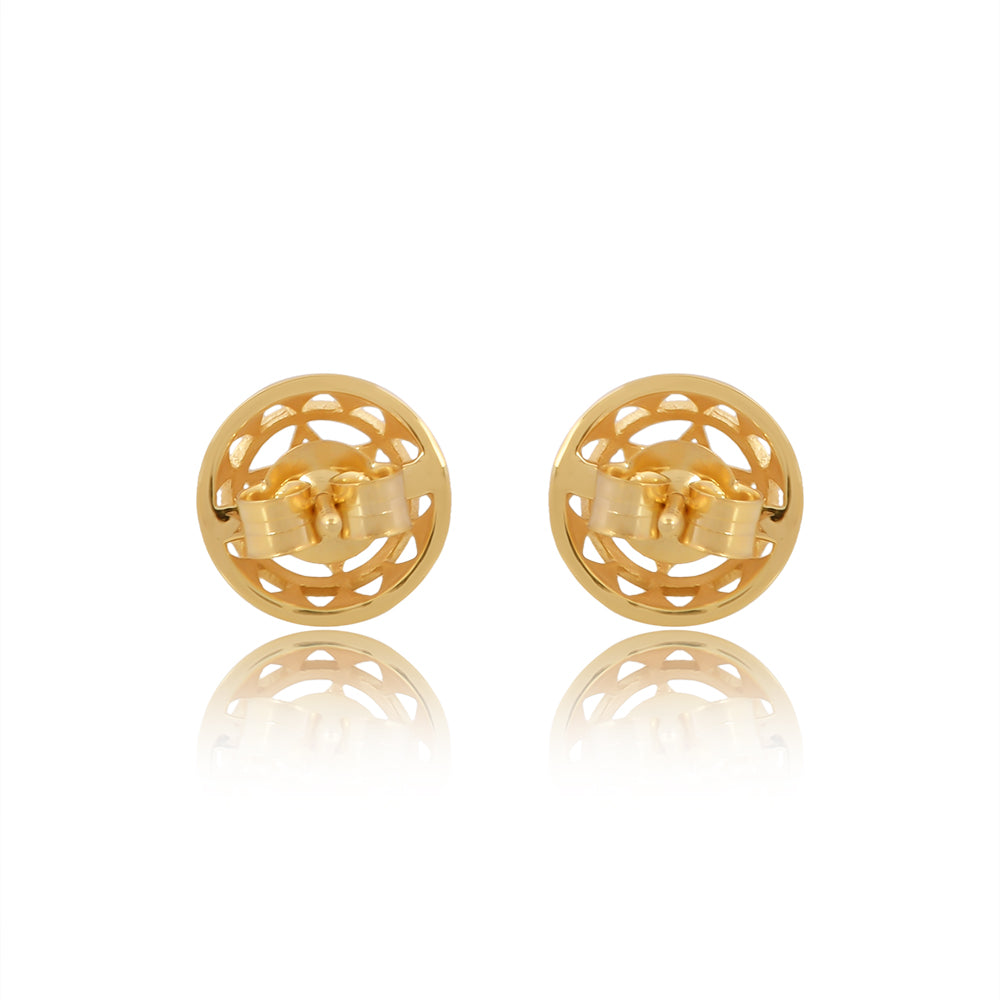 Twin Heart Chakra Stud Earrings  14k Gold and Diamond