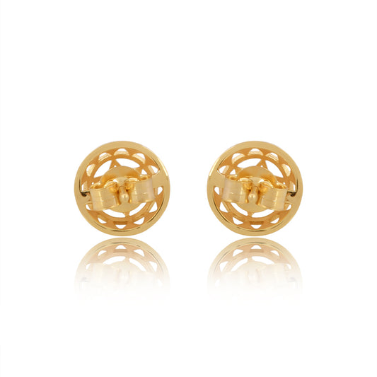 Twin Heart Chakra Stud Earrings  14k Gold and Diamond