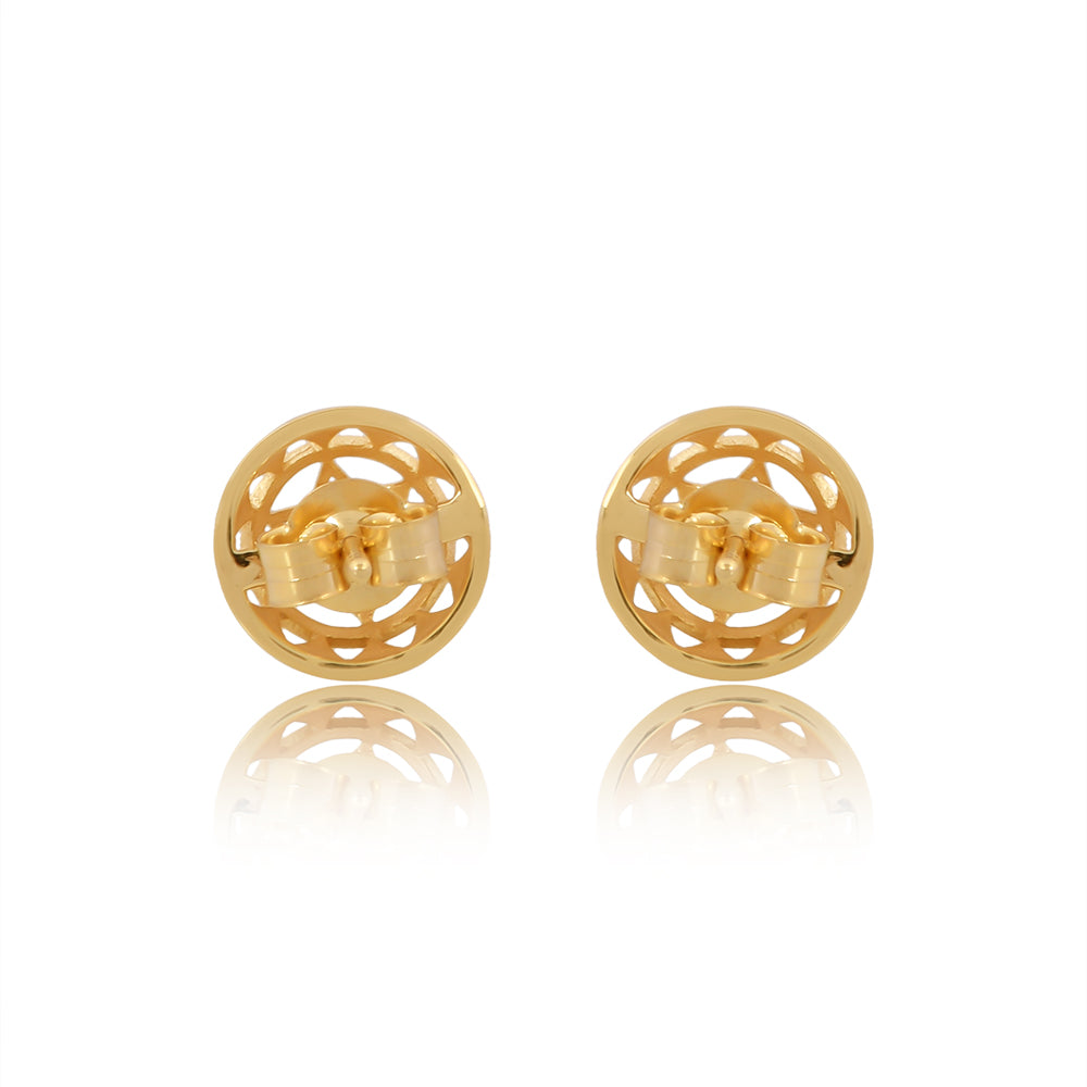 Twin Heart Chakra Stud Earrings 14k Gold and Diamond