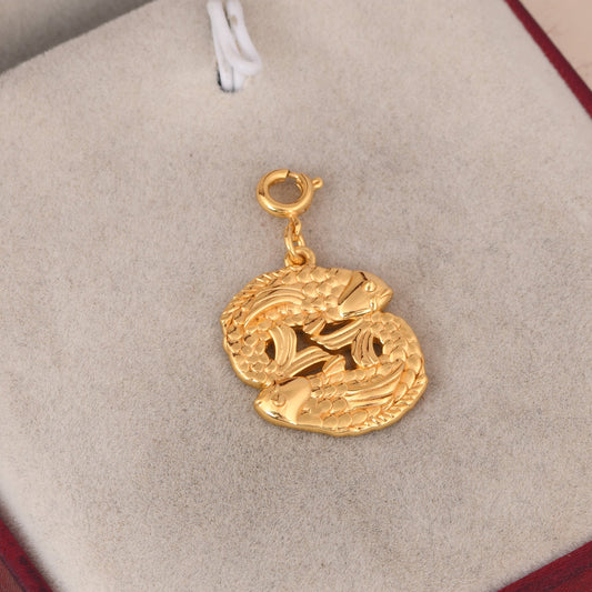 Auspicious Buddhist Charm: Pair of Golden Fishes - Self Love Jewels