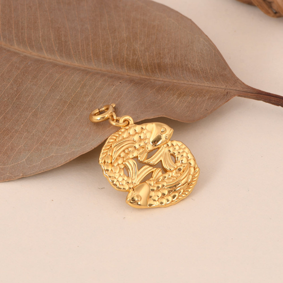 Auspicious Buddhist Charm: Pair of Golden Fishes - Self Love Jewels