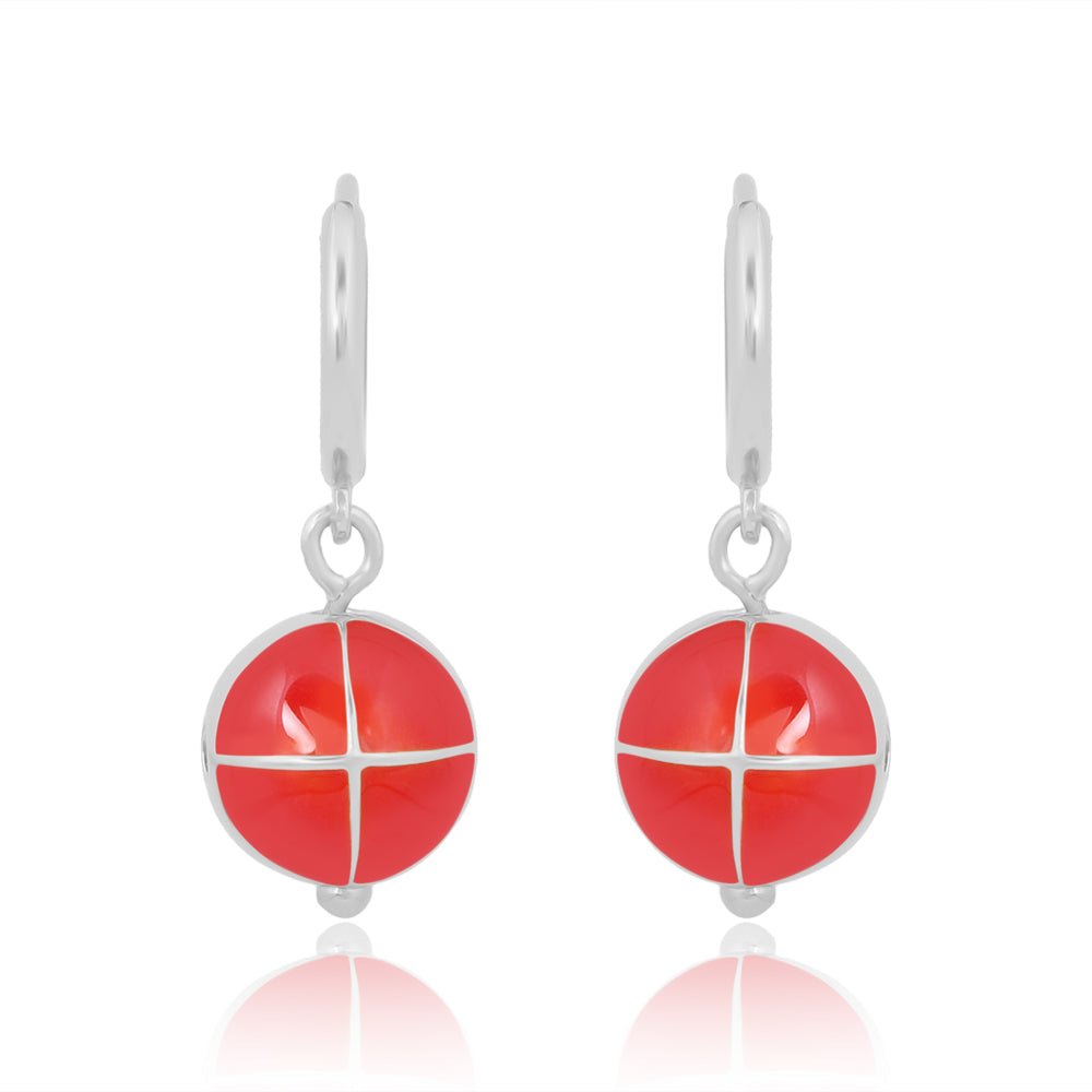 Basic Chakra Silver Earrings with Red Enamelling - Self Love Jewels