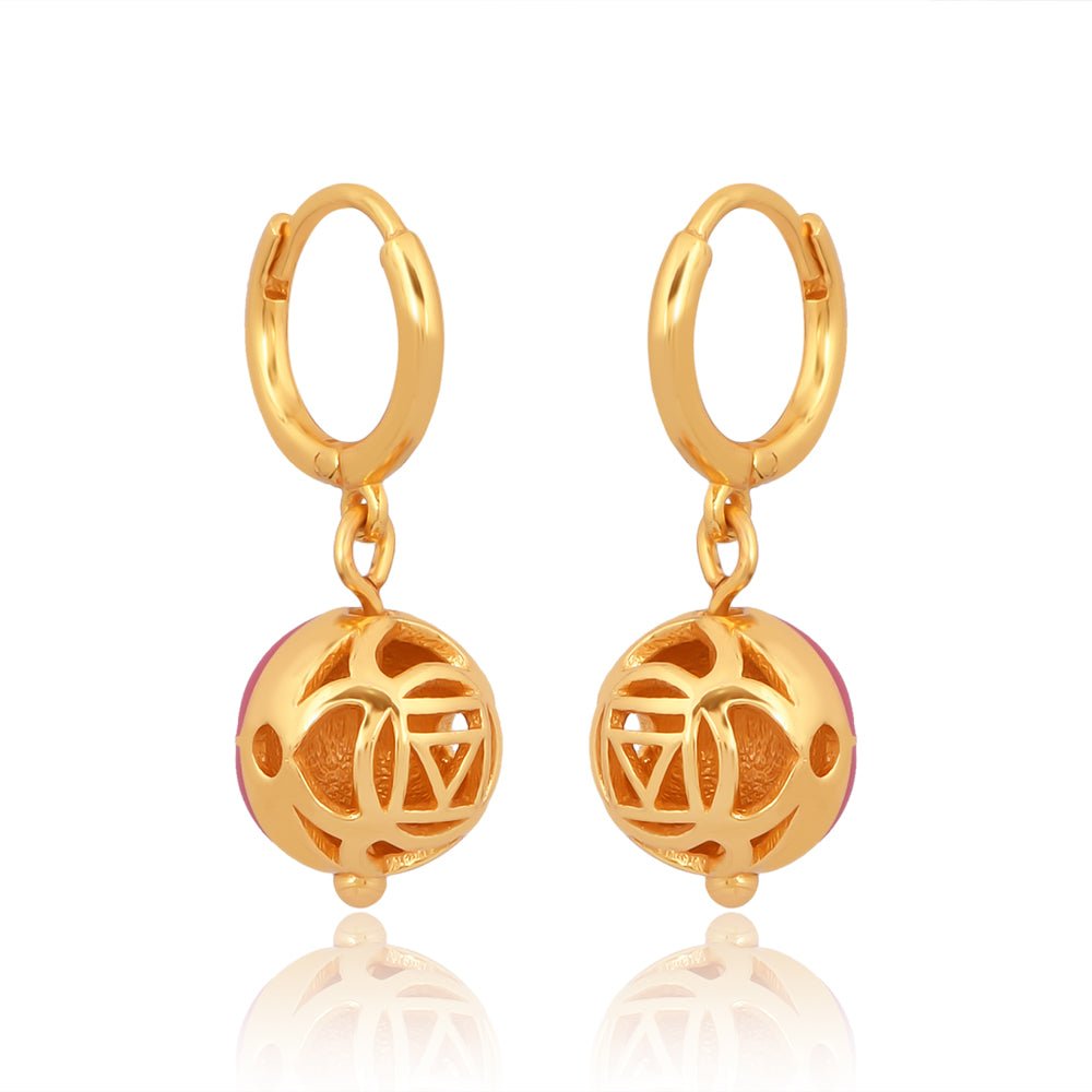 Basic Chakra Silver Earrings with Red Enamelling Gold Plated - Self Love Jewels