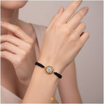 Evil Eye Bracelet With Black Cord (18kt Gold Micron)