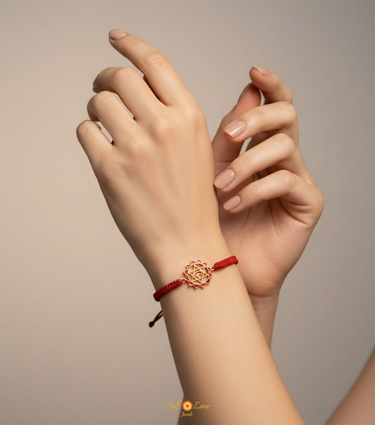Red Twin Heart Chakra Bracelet with Red Cord
