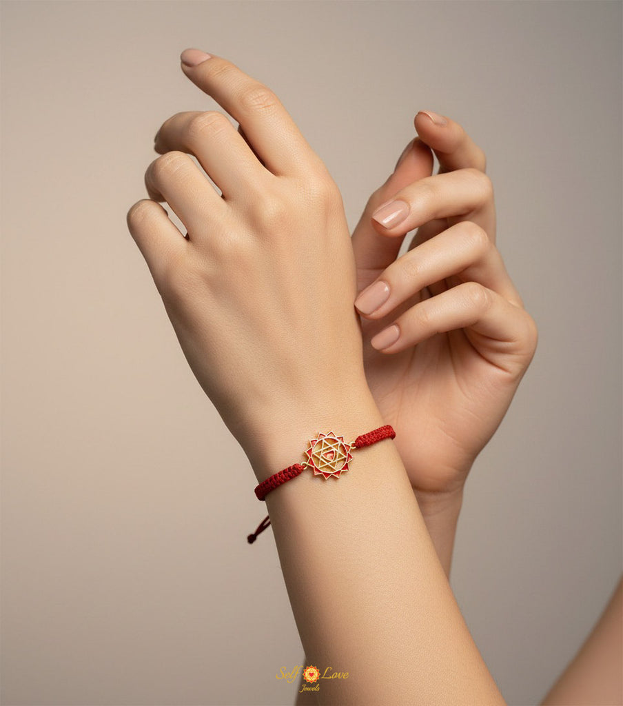 Red Twin Heart Chakra Bracelet with Red Cord