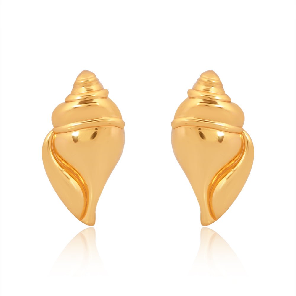 Conch Shell Earrings Brass - Self Love Jewels