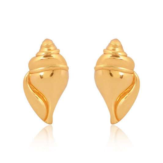 Conch Shell Earrings Brass - Self Love Jewels