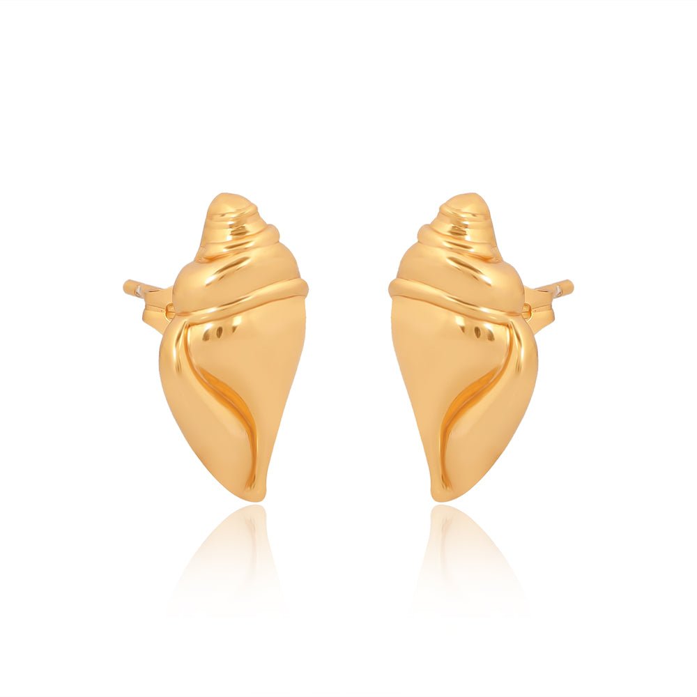 Conch Shell Earrings Brass - Self Love Jewels