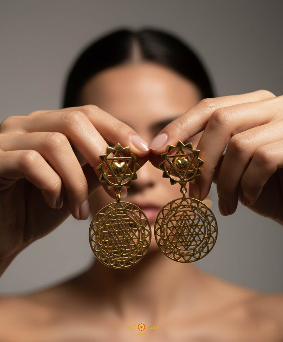 Shree Chakra Earrings (18kt Gold Micron)