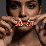 Triangular Energy Generator Earrings - Red