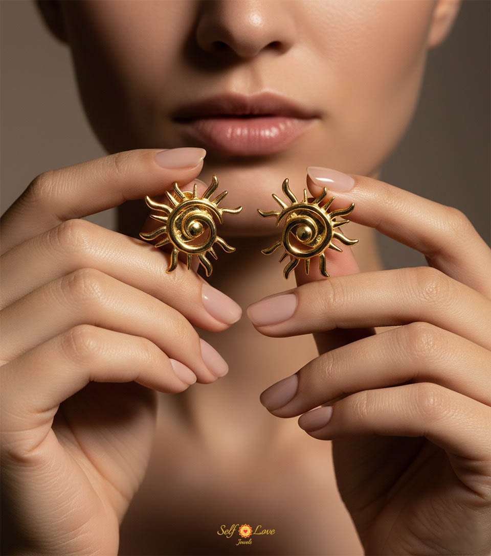 Surya: The Radiant Sun Earring (18kt Gold Micron)