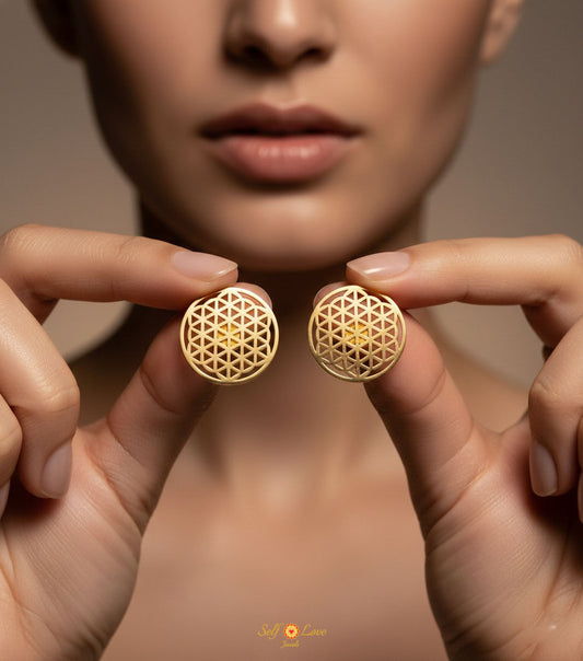 Mini Flower of Life Earrings (18Kt Gold Micron)