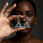 Triangular Energy Generator Earrings  Blue