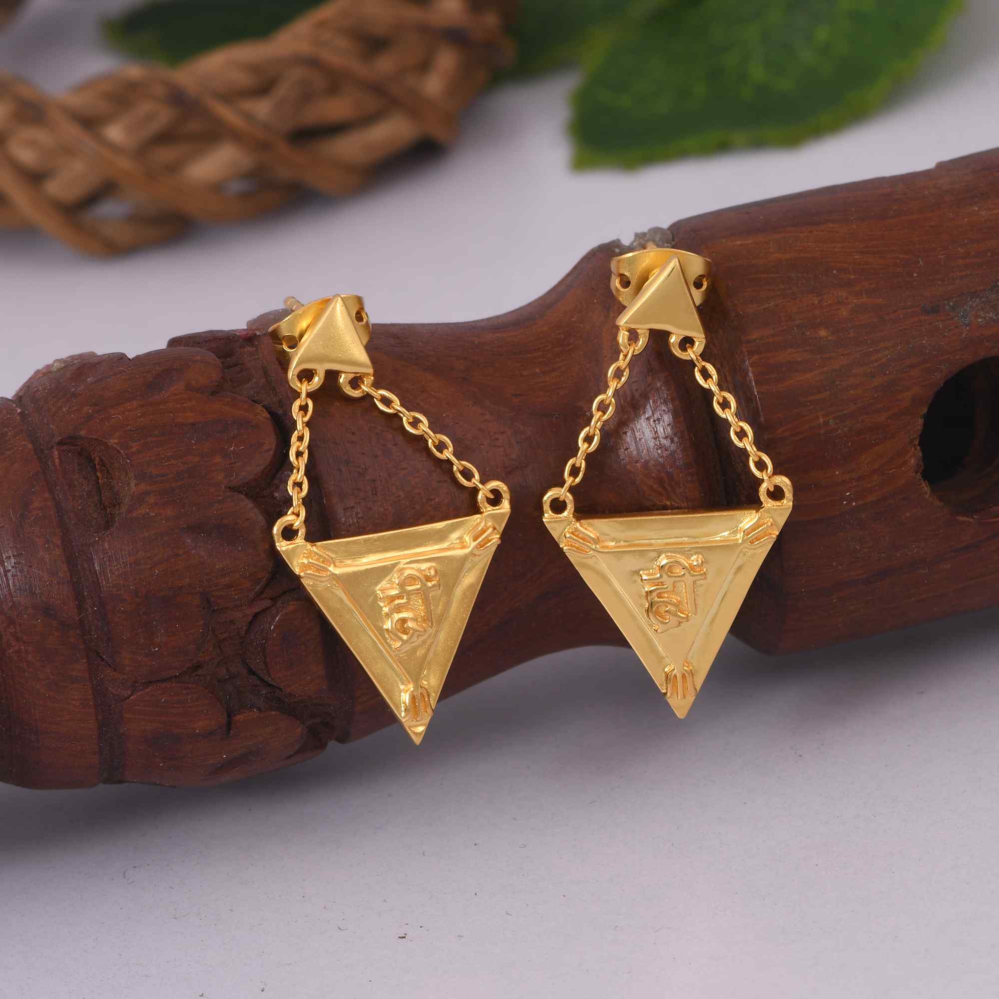 Spiritual Yantra Earrings: Hreem Symbol